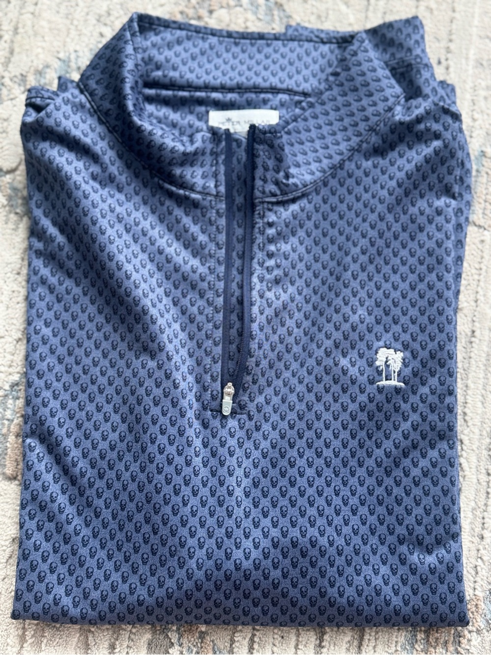 Peter Millar Crown Sport Perth Skull Quarter-Zip Pullover XXL Blue